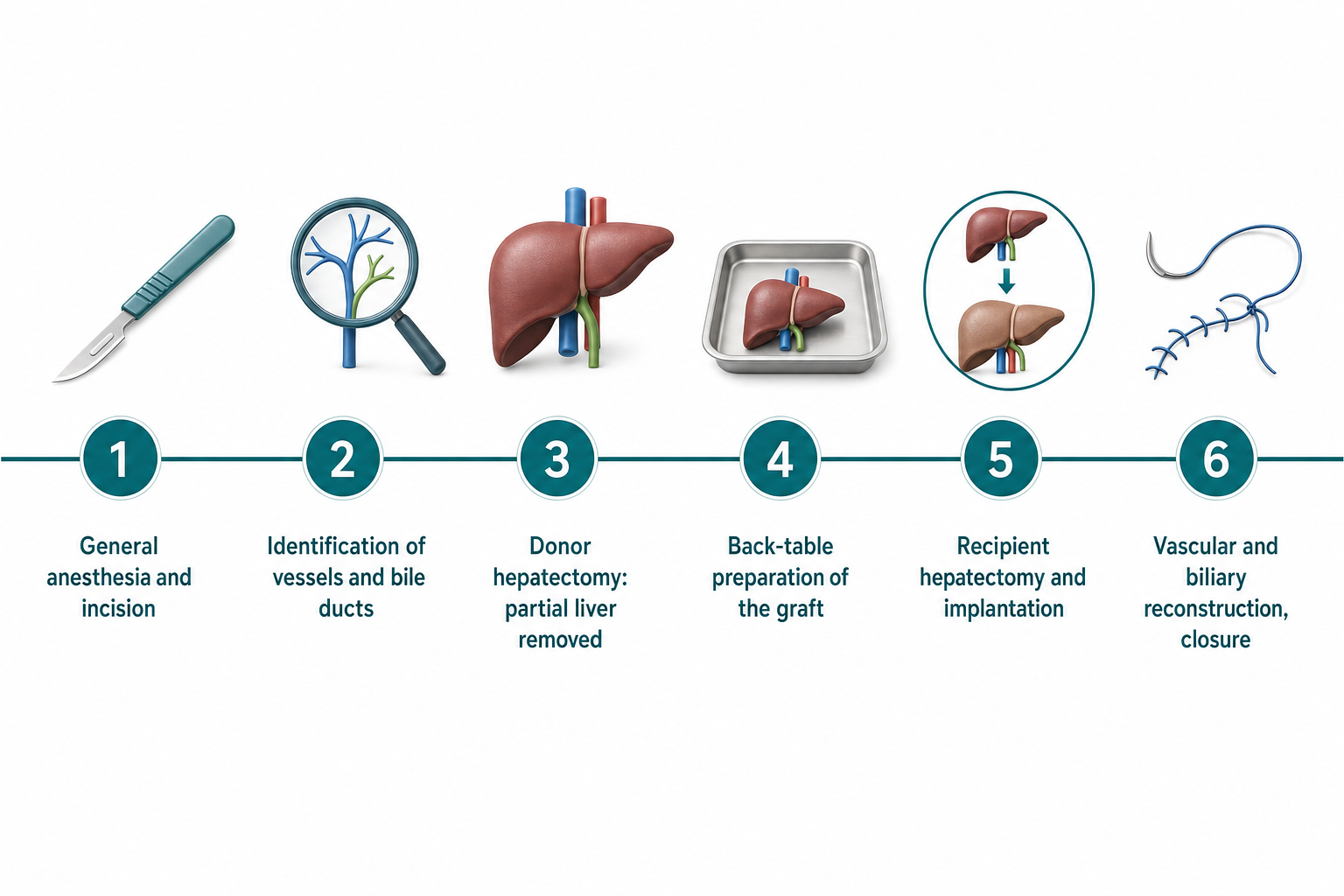 Infographic: 6 steps of living-donor surgery